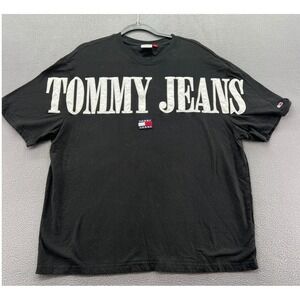 Tommy Jeans Shirt Mens Sz L Black Short Sleeve Skater Archive Logo-Graphic Tee